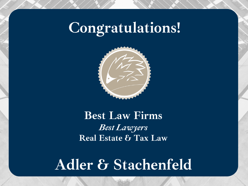 Congratulatory graphic for Adler & Stachenfeld being selected as a Best Law Firm for 2026 by Best Lawyers