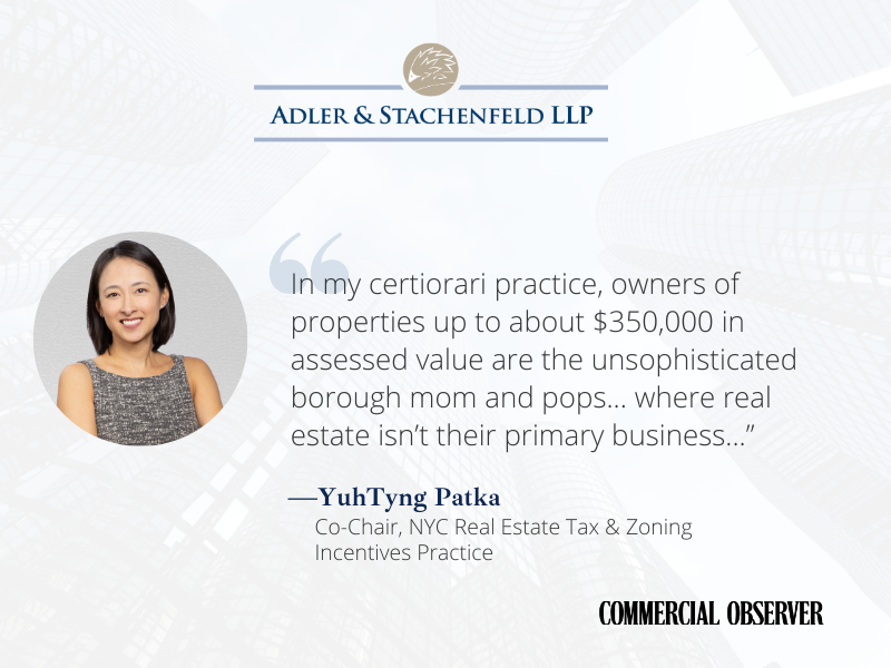 Graphic featuring YuhTyng Patka with an excerpted quote from Commercial Observer